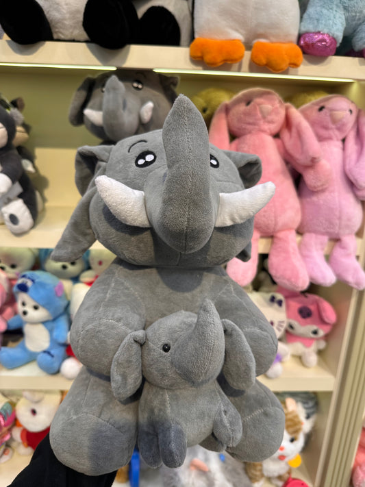 Yavrulu Sevimli Fil Peluş