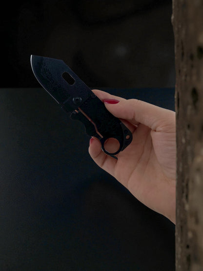 Ejderha Desenli Siyah Katlanır Çakı