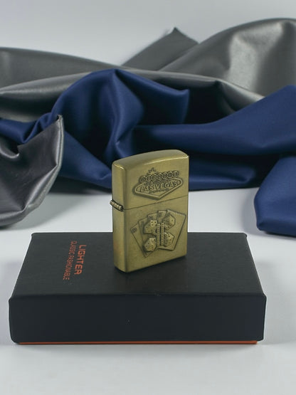 İskambil Kart Baskılı Taşlı Zippo Model Lüks Çakmak