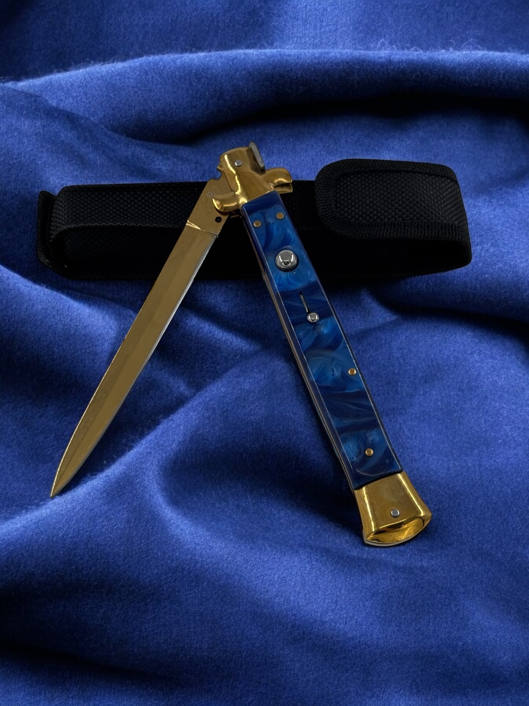 Orjinal AKC İtalyan Sustalı 33 cm Çakı Mavi - Gold 2211