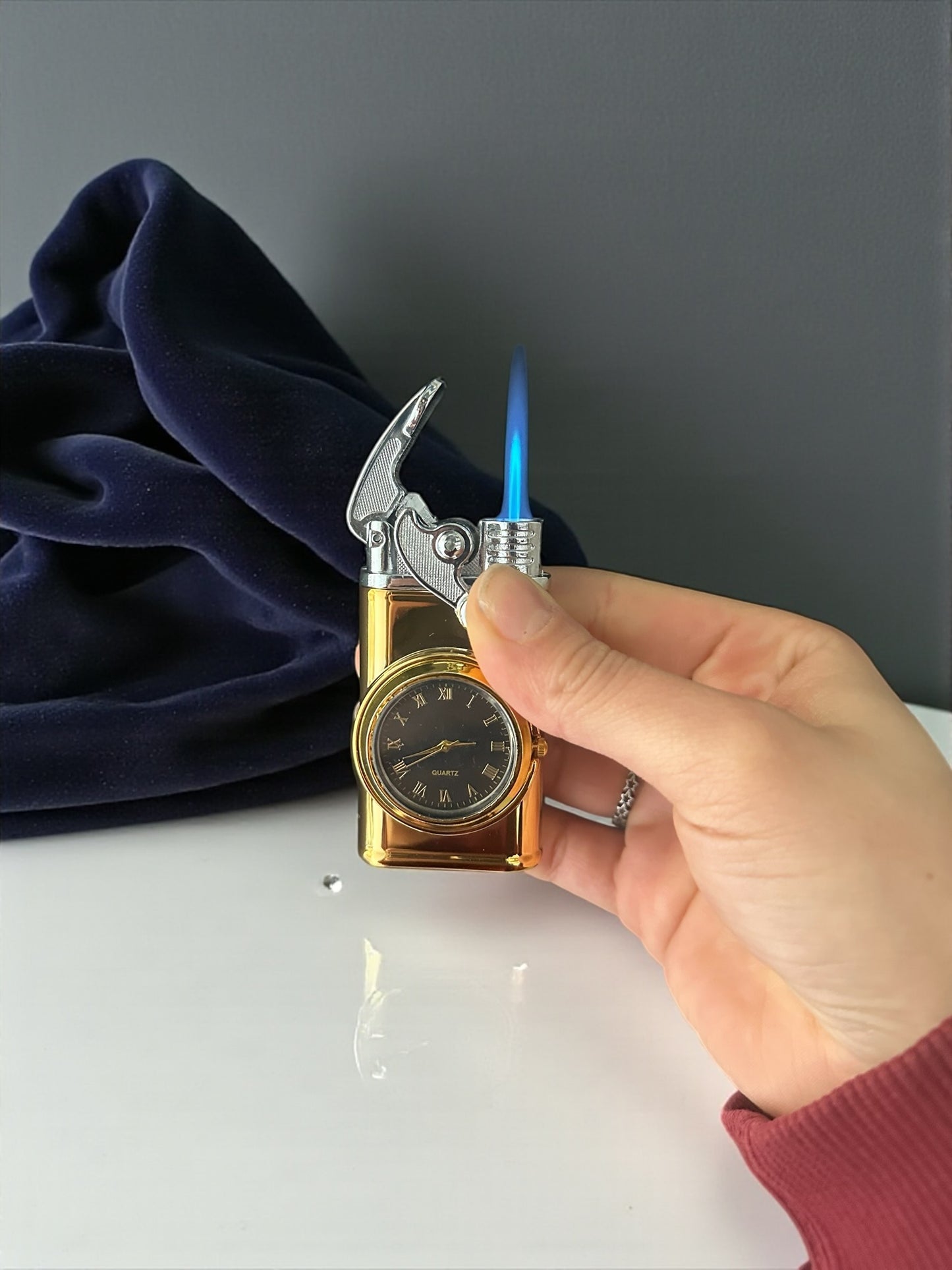 Saatli Lüx Pürmüzlü Gazlı Çakmak