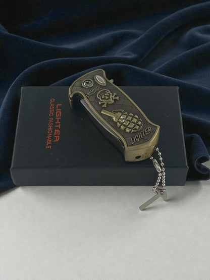 Bomba ve Kurukafa Figürlü Çakılı Çakmak