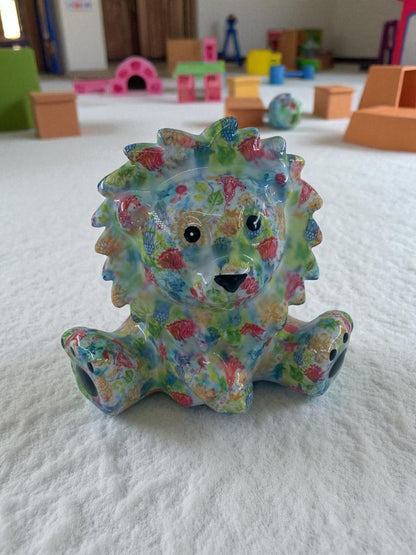 Seramik Renkli Sevimli Aslan Biblo