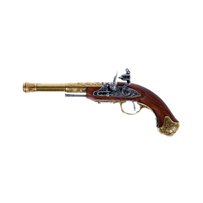 Denix Dekoratif Left Handed Brass Indian Flintlock Replika Tabanca