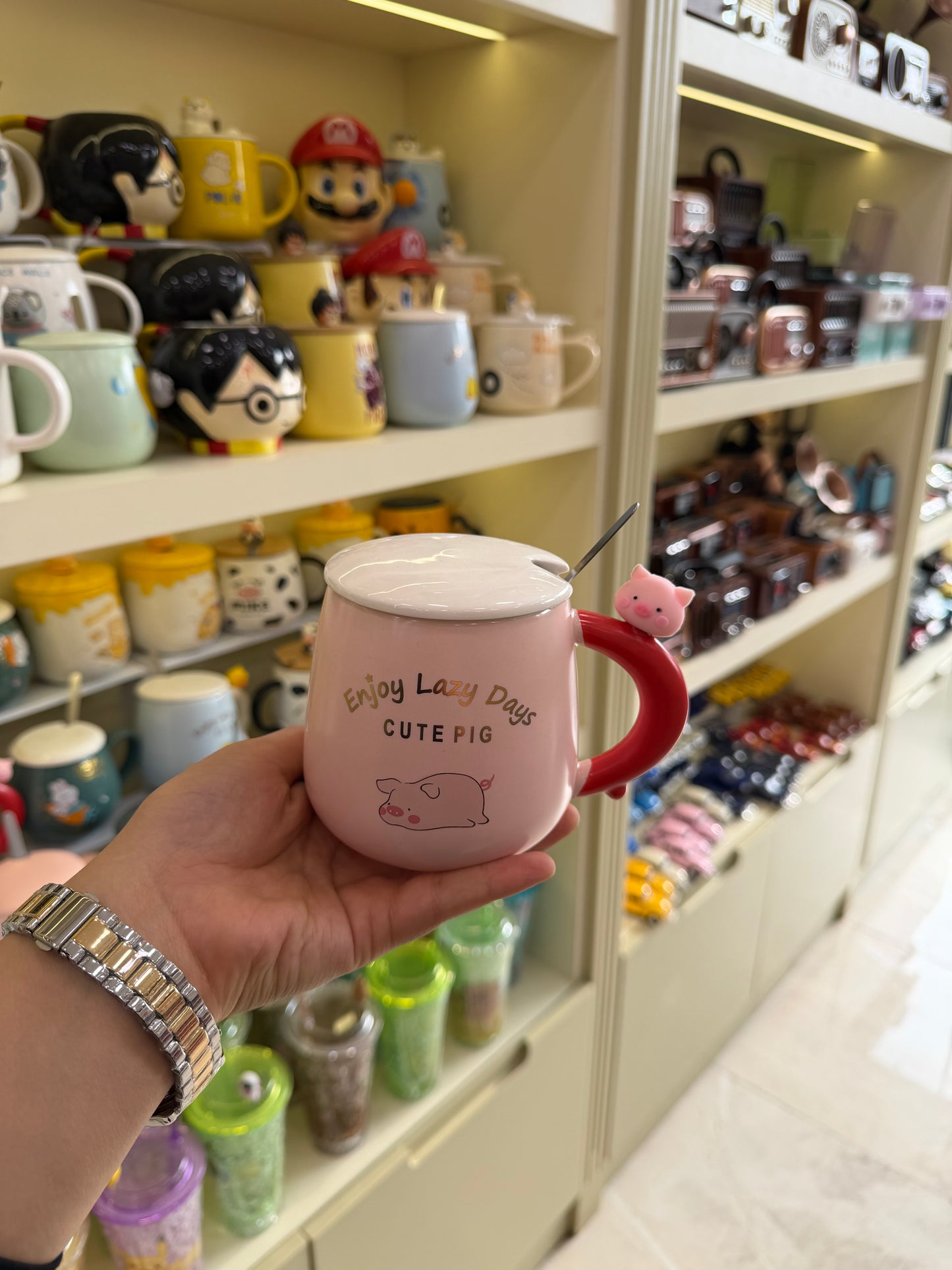 Tembel Hayvan Figürlü Kapaklı Kupa Bardak