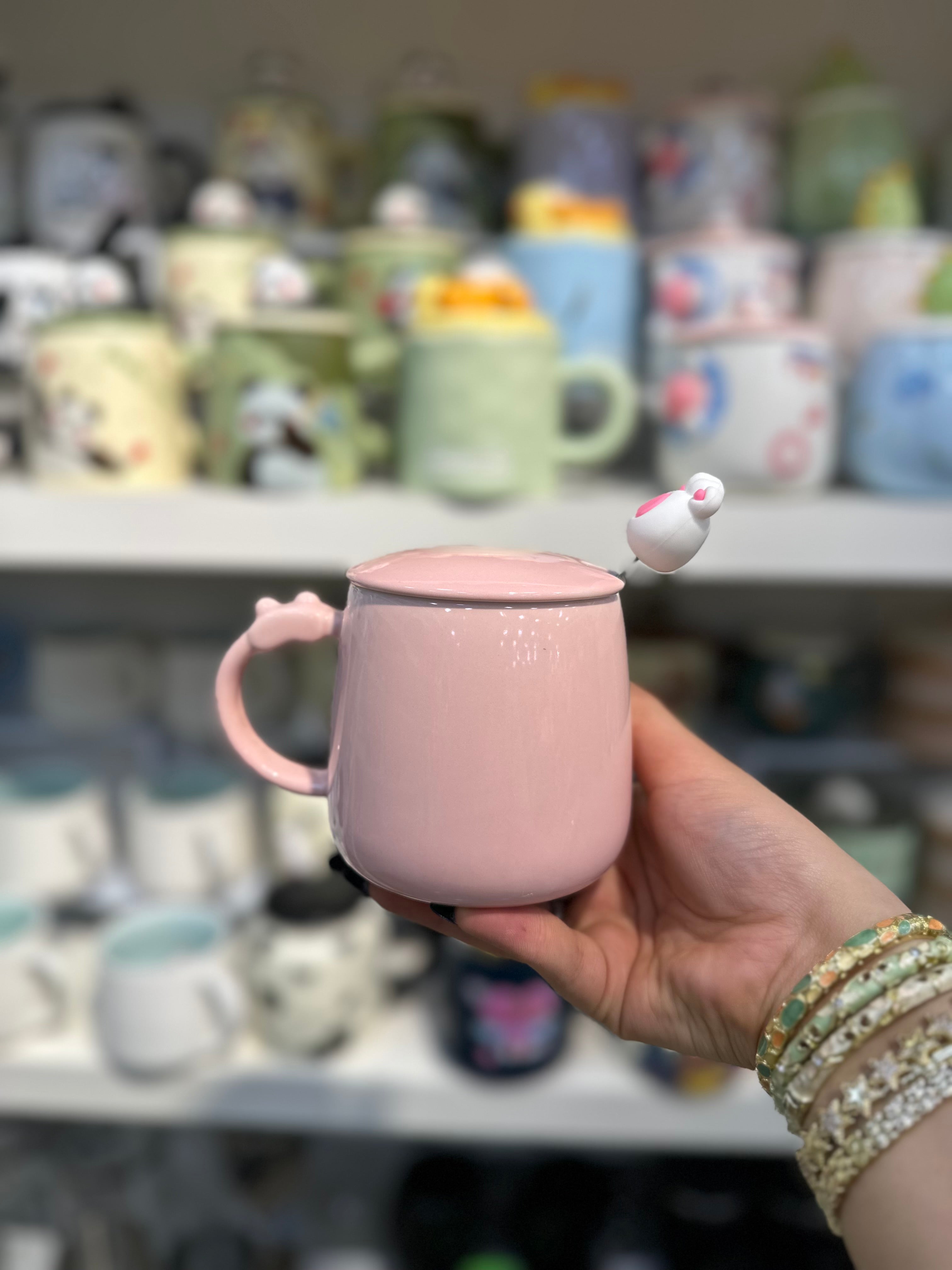 Pati Kaşıklı porselen kupa Pembe