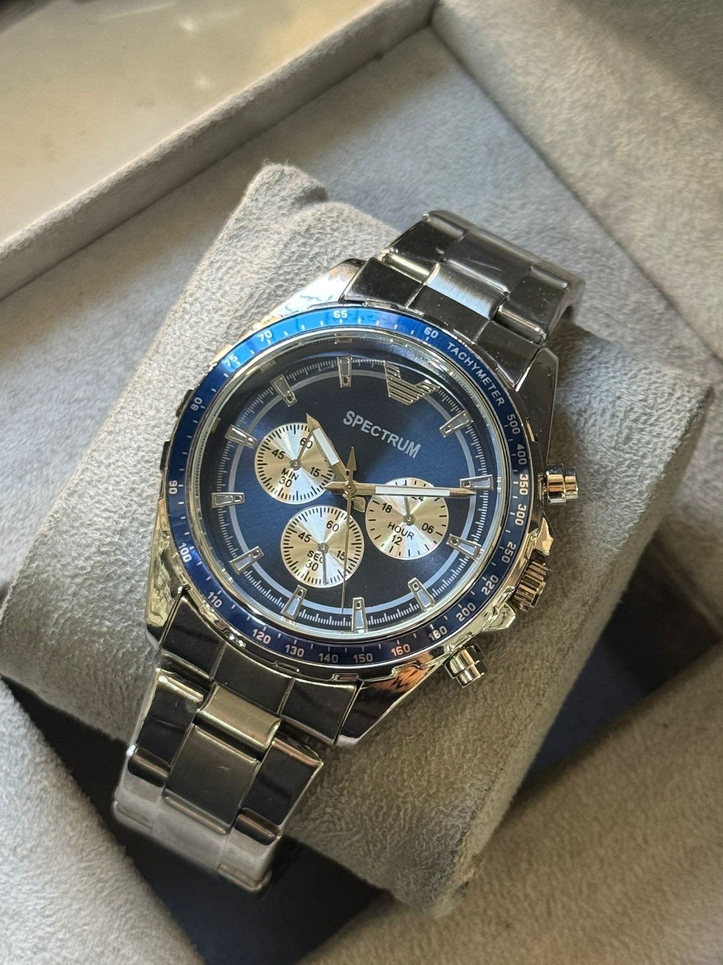 Kişiye Özel Kordonu İsim Yazılır Çelik Saat Mavi Gümüş