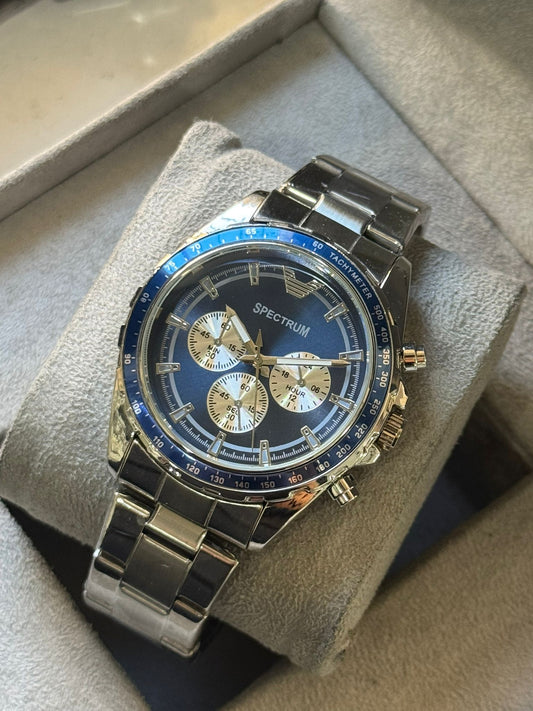 Kişiye Özel Kordonu İsim Yazılır Çelik Saat Mavi Gümüş