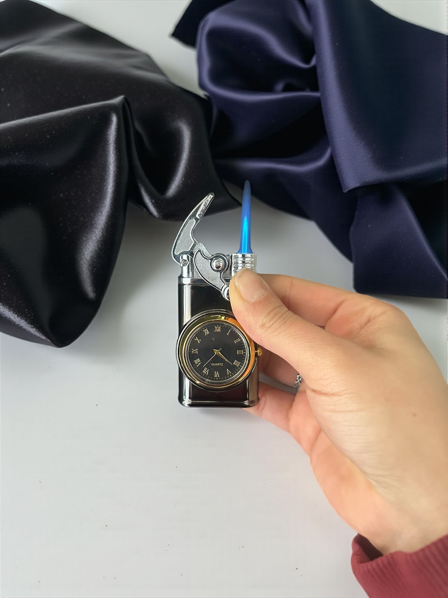 Saatli Lüx Pürmüzlü Gazlı Çakmak