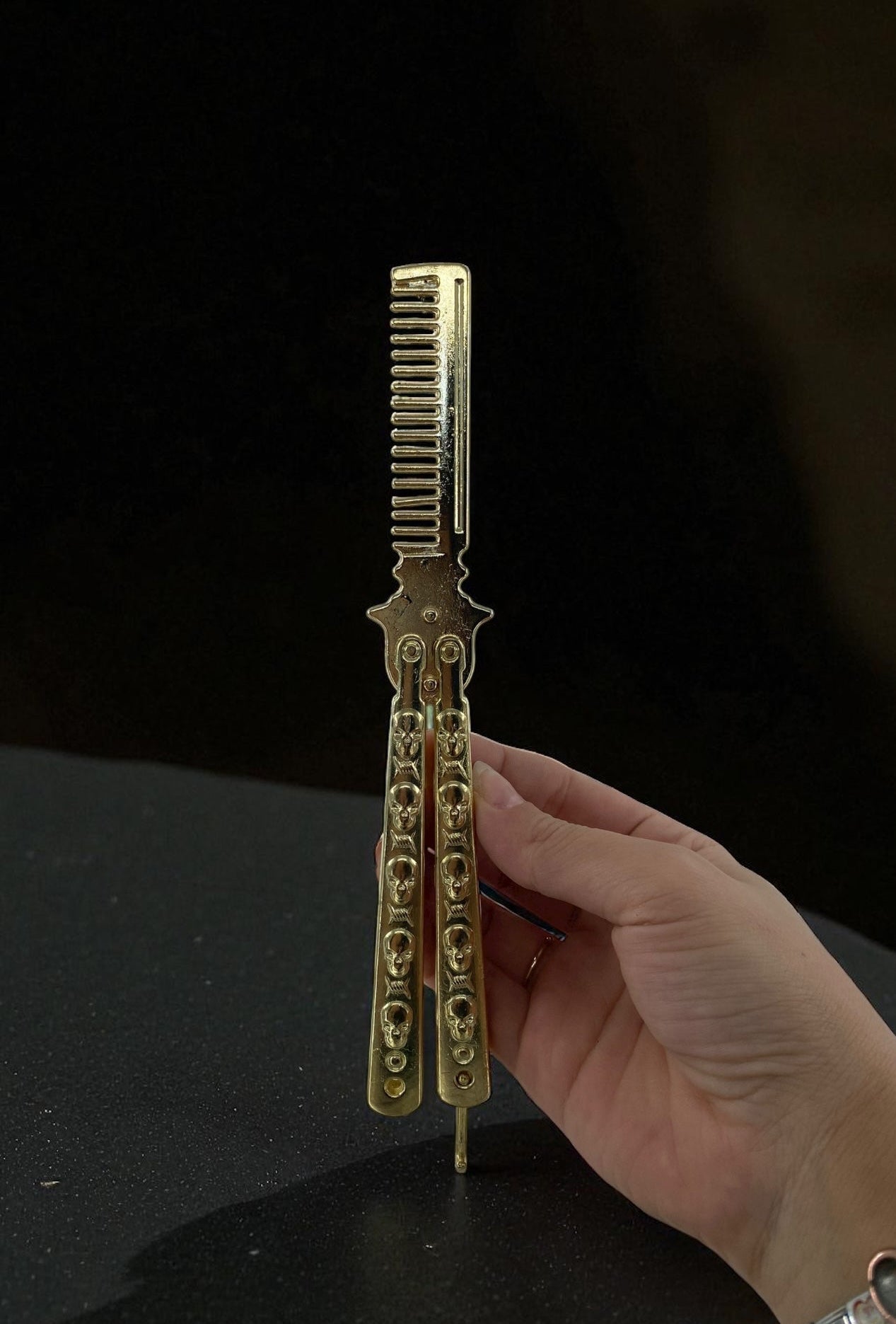 Altın Renk Desenli Kelebek Tarak