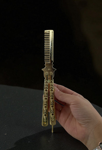 Altın Renk Desenli Kelebek Tarak