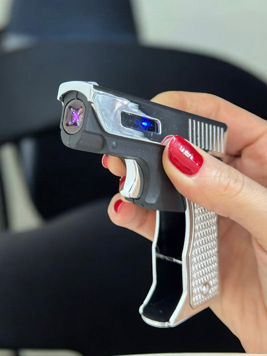 Hem Şarjlı Hem Gazlı Katlanır Tabanca Şeklinde Çakmak 5331