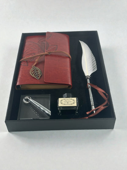 Mürekkepli Tüylü Divit Kalem Defter Seti