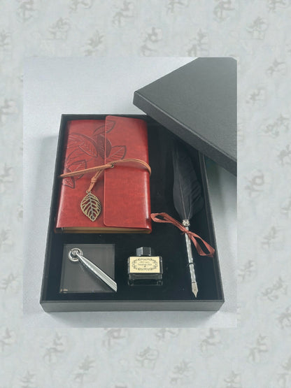 Mürekkepli Tüylü Divit Kalem Defter Seti