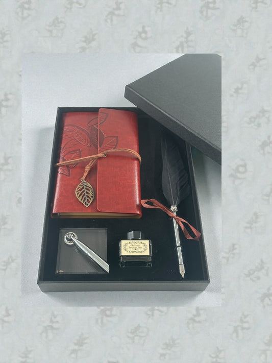 Mürekkepli Tüylü Divit Kalem Defter Seti