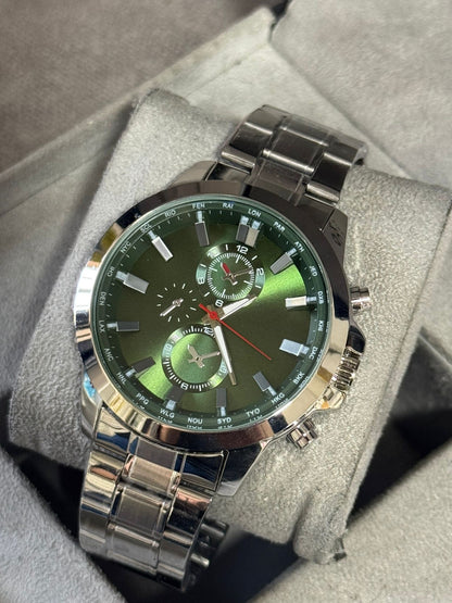 Kişiye Özel Kordonu İsim Yazılır Saat Yeşil Gümüş