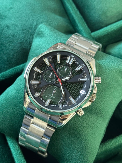 Kişiye Özel Kordonu İsim Yazılır Saat Yeşil Gümüş