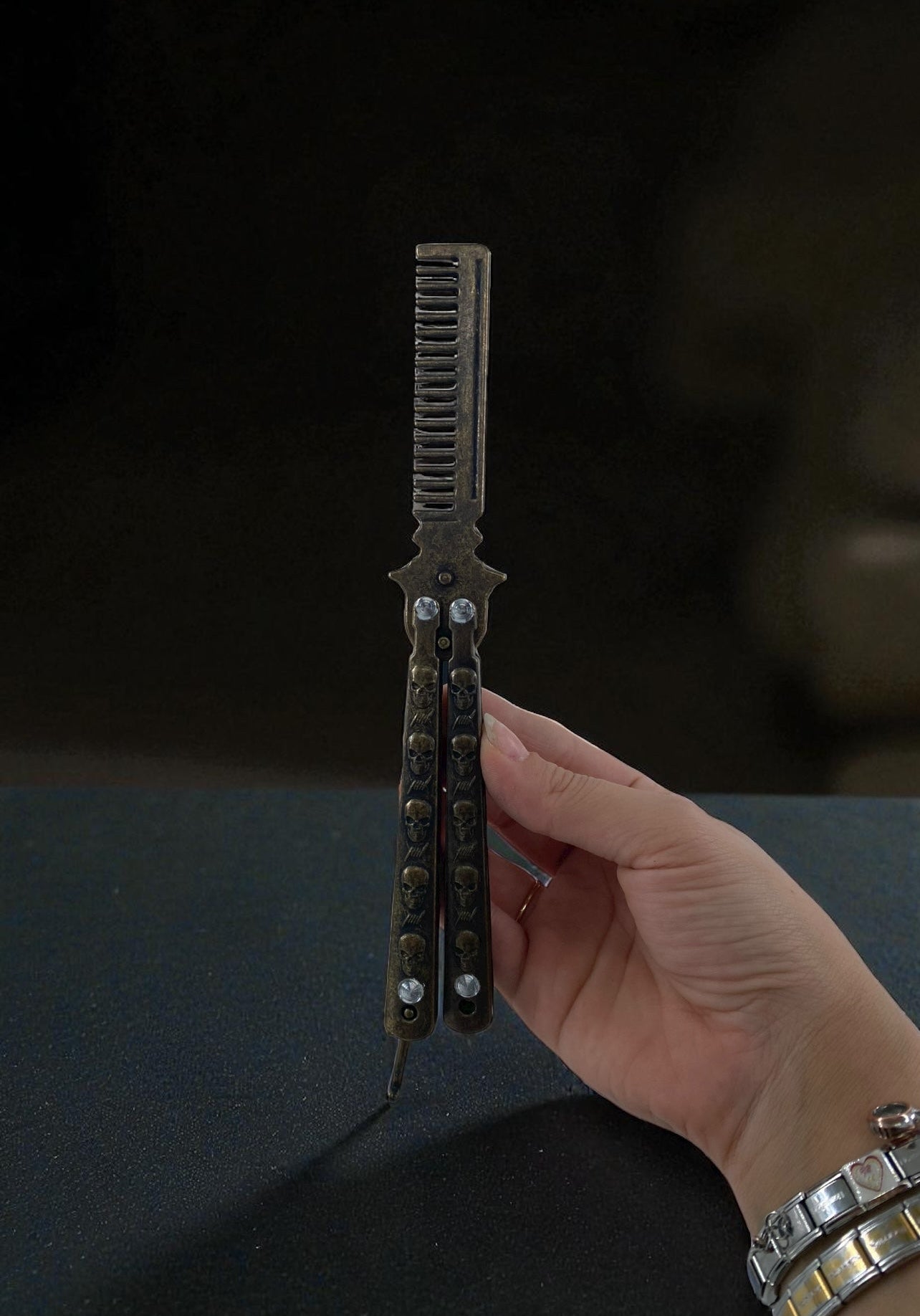 Altın Renk Desenli Kelebek Tarak