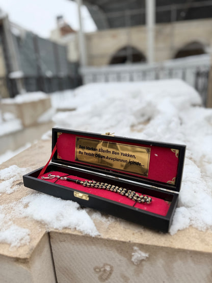 Özel Kutulu Kişiye Özel İsimli ve Harf Ucu Takılabilir Oltu Tesbih