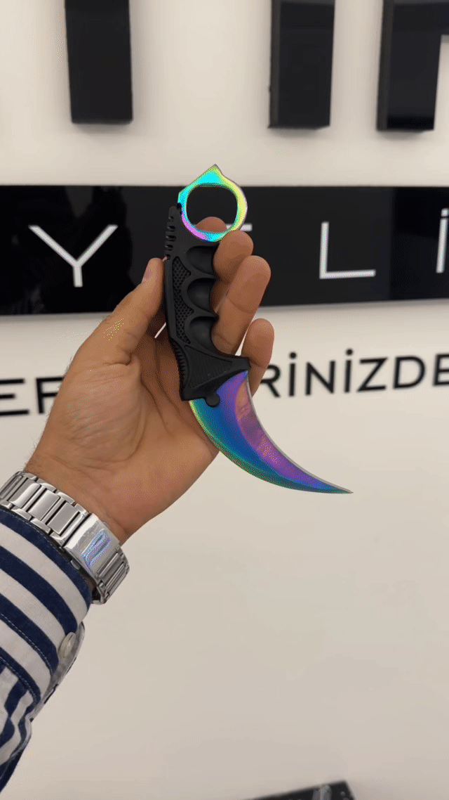 Orjinal Sert Kılıflı Gökkuşağı Karambit Çakı 8777