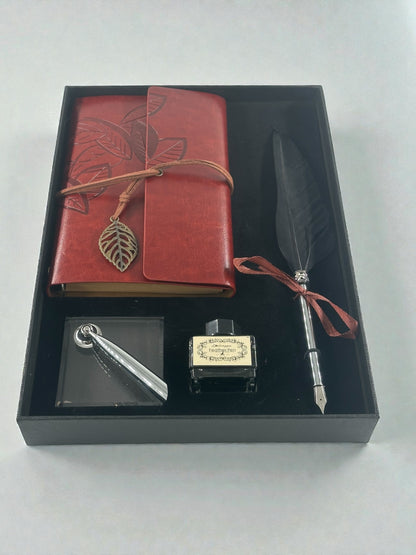 Mürekkepli Tüylü Divit Kalem Defter Seti