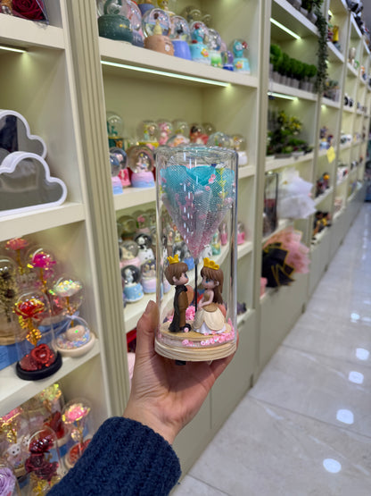 Prens Ve Prenses Solmayan Gül Cam Fanus