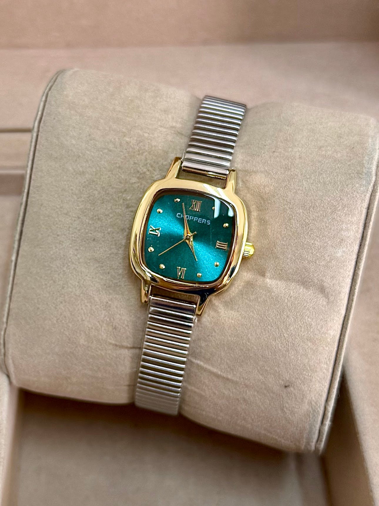 Kişiye Özel Kordonuna İsim Yazılır Kadın Saat Yeşil Altın-Gümüş