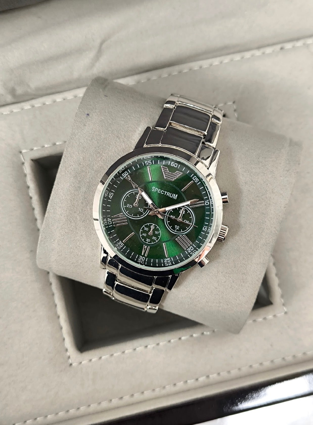 Kişiye Özel Kordonu İsim Yazılır Saat Yeşil Gümüş