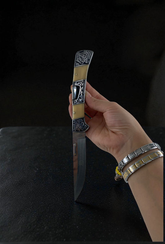 İşlemeli Sedef Basmalı Hançer Çakı