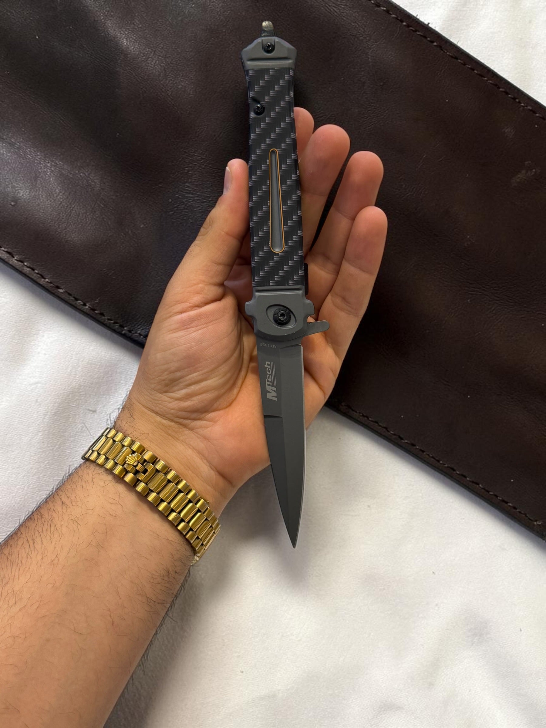 Karbon Desenli Mat Füme Mtech Çakı