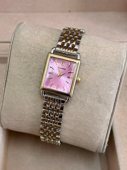 Kişiye Özel Kordonuna İsim Yazılır Kadın Saat Pembe Gümüş-Altın