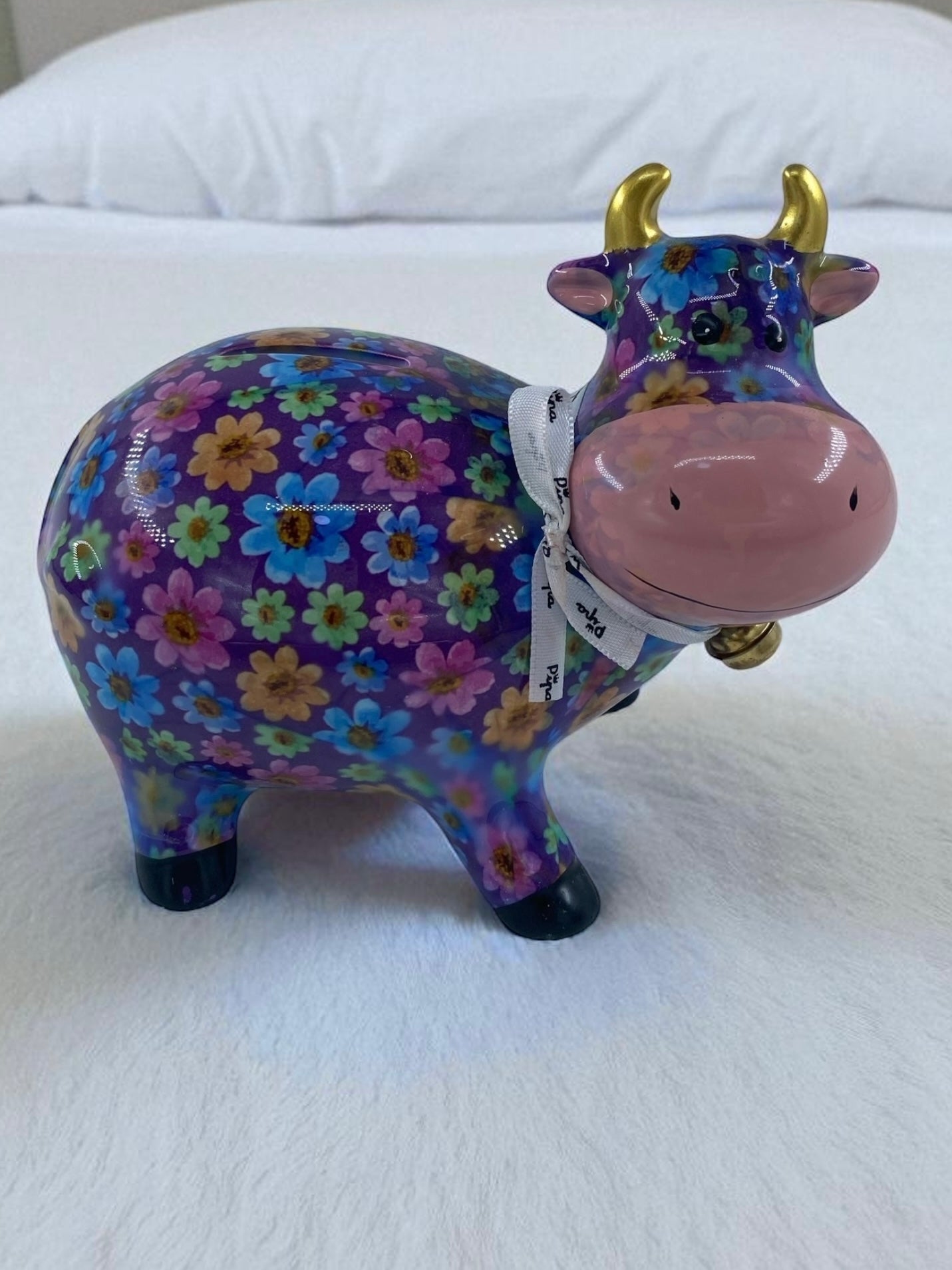 Seramik Renkli Sevimli İnek Biblo