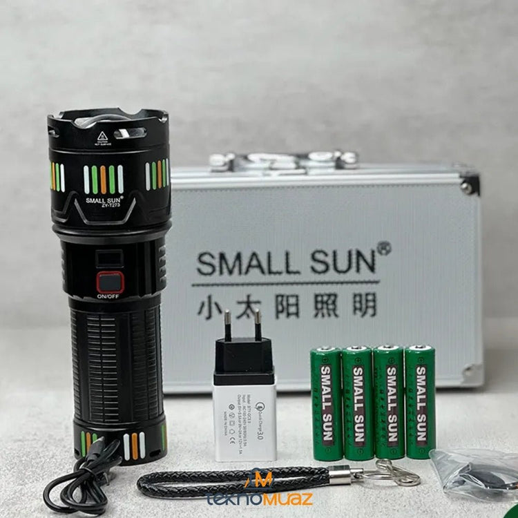 Small Sun 10.000 Lümen Süper Güçlü LED Profesyonel Şarjlı El Feneri