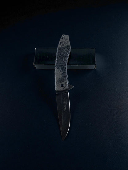 Sibirya Metal Kurt Desenli Katlanır Çakı