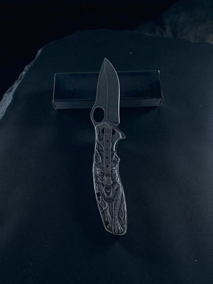 Kurt Figürlü Pençe Desenli Taktik Katlanır Çakı