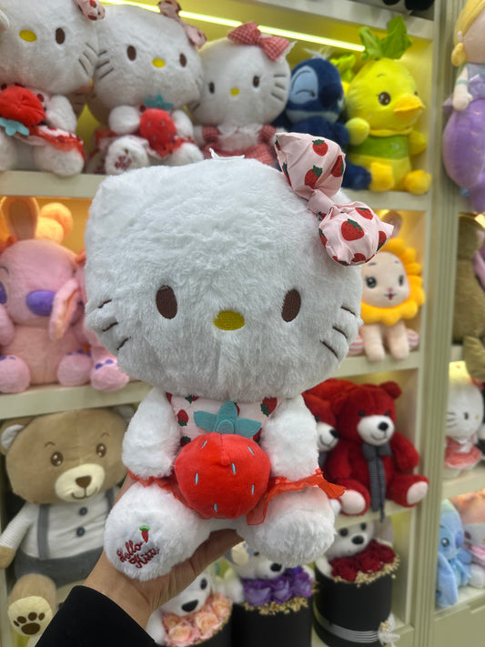 Çilekli Kıyafet Giyen Hello Kitty Peluş