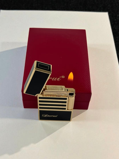 Derui Lux Siyah Altın Çizgili Gazlı Çakmak 1312