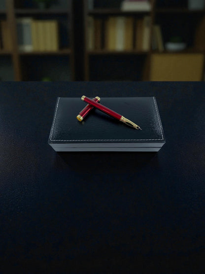 Klasik Gold Uçlu Kırmızı Dolma Kalem