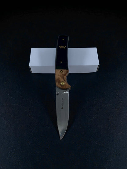 Ahşap Desenli Siyah Sibirya Çakı