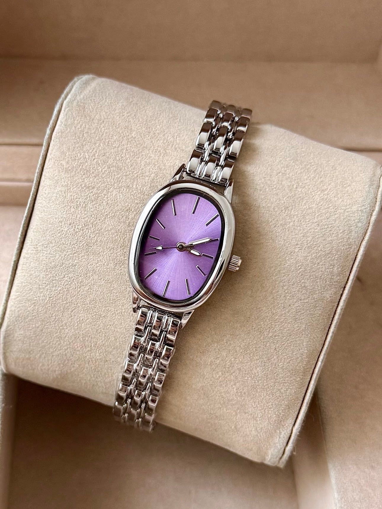 Kişiye Özel Kordonuna İsim Yazılır Kadın Saat Mor Gümüş