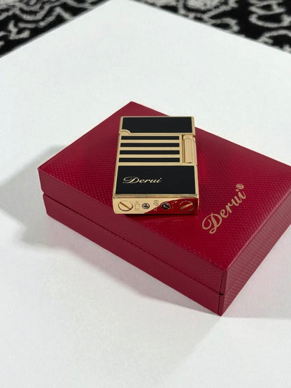 Derui Lux Siyah Altın Çizgili Gazlı Çakmak 1312