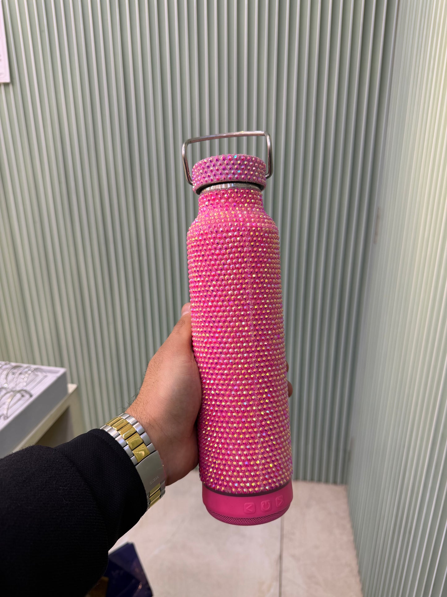 Bluetooth Hoparlörlü Taşlı Termos 500 ml