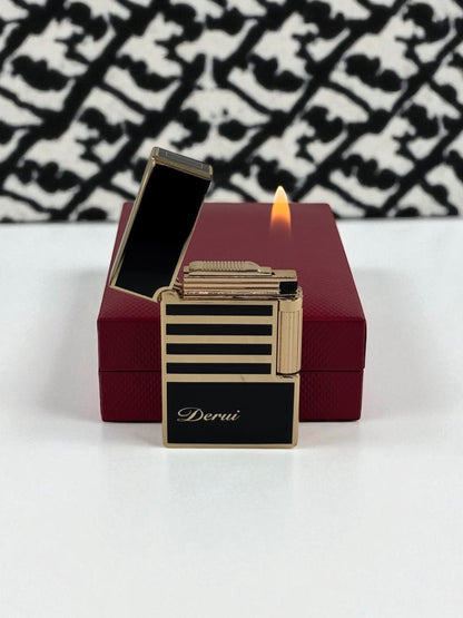 Derui Lux Siyah Altın Çizgili Gazlı Çakmak 1312