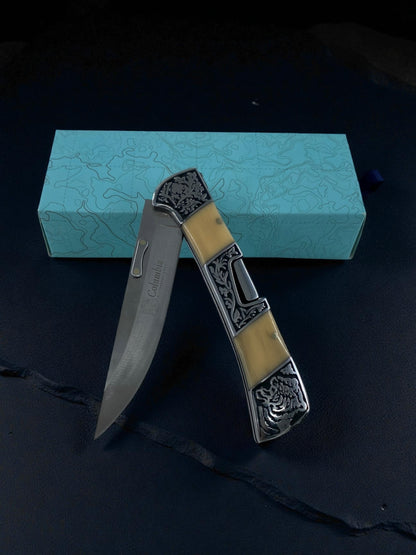 İşlemeli Sedef Basmalı Hançer Çakı