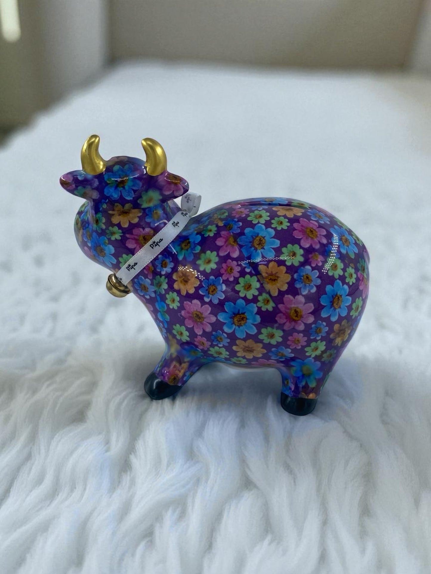 Seramik Renkli Sevimli İnek Biblo