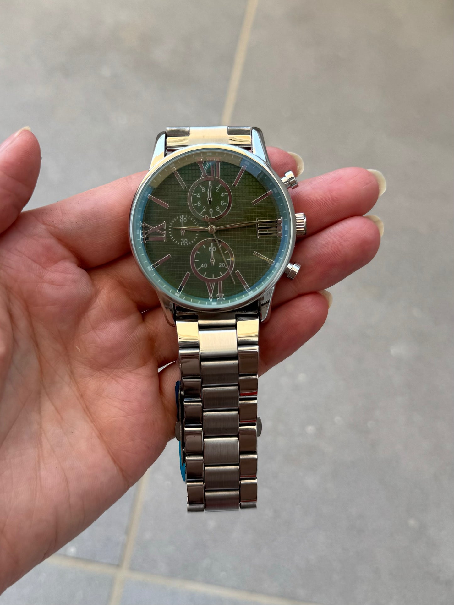 Kişiye Özel Kordonu İsim Yazılır Saat Yeşil Gümüş