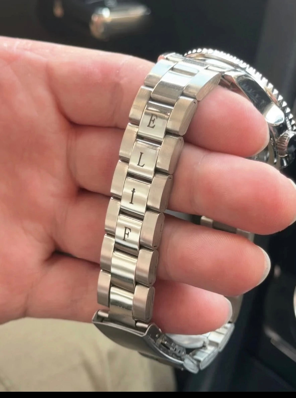 Kişiye Özel Kordonu İsim Yazılır Çelik Çift Saati Siyah Gümüş