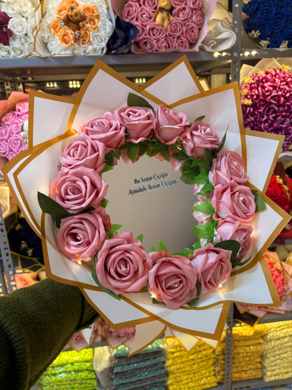 Aynalı Sevgili Solmayan Gül Çiçek Buketi 6699