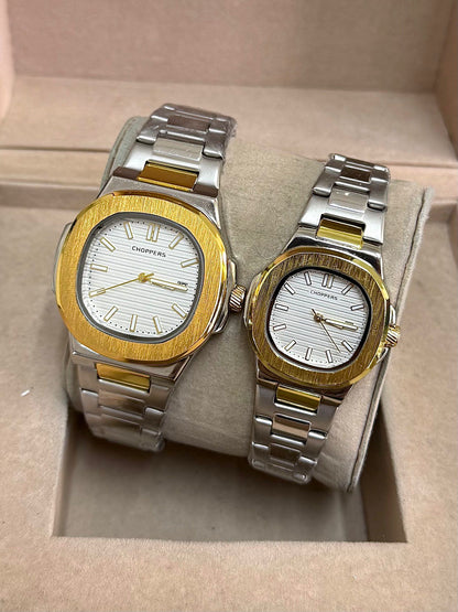 Kişiye Özel Kordonu İsim Yazılır Çelik Çift Saati Altın Gümüş