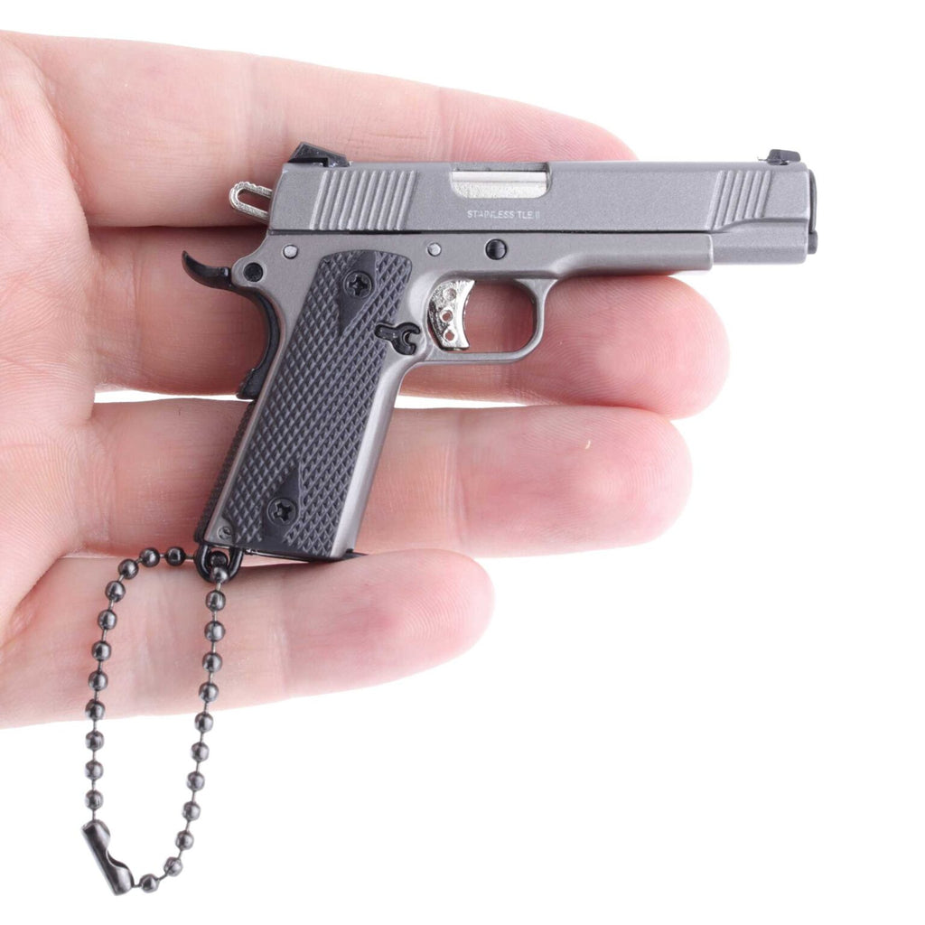 Gerçekçi Sökülebilir ve Kurulabilir Gri Metal Colt Anahtarlık